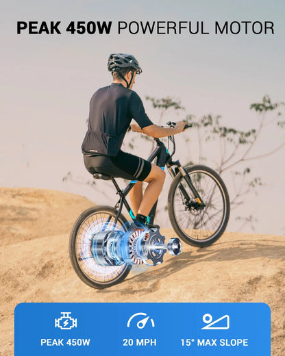 Gyroor EB262 electric bike 550W motor detail on rear wheel