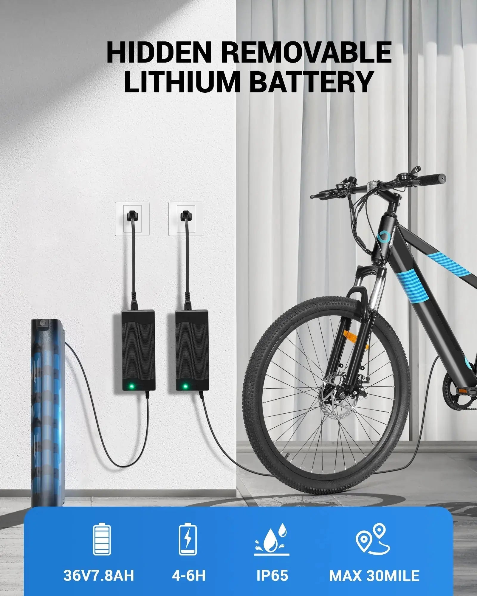 Gyroor EB262 electric bike removable battery mounted on frame