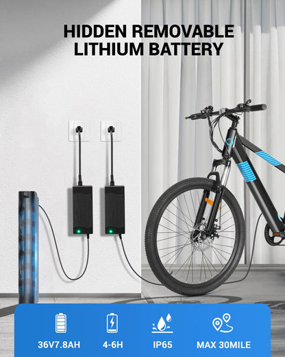 Gyroor EB262 electric bike removable battery mounted on frame