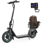Gyroor X2 folding electric scooter for adults, side view in black with 12-inch tires