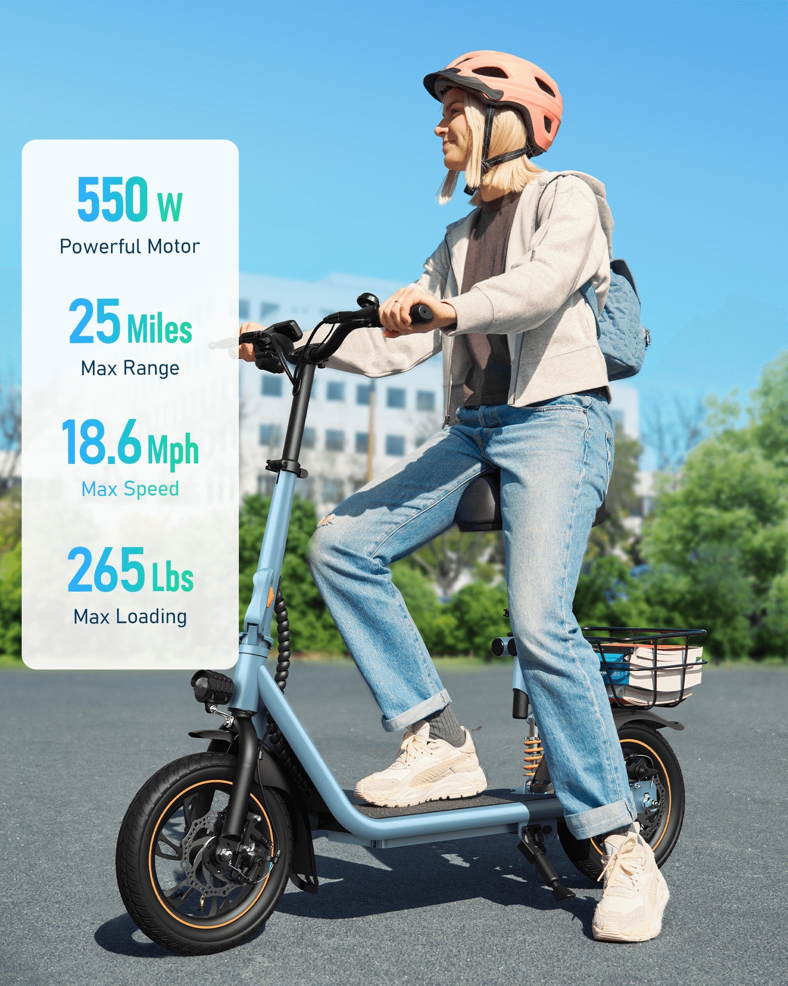 Gyroor C1 Pro Electric Scooter 450W/550W with Seat 25 miles