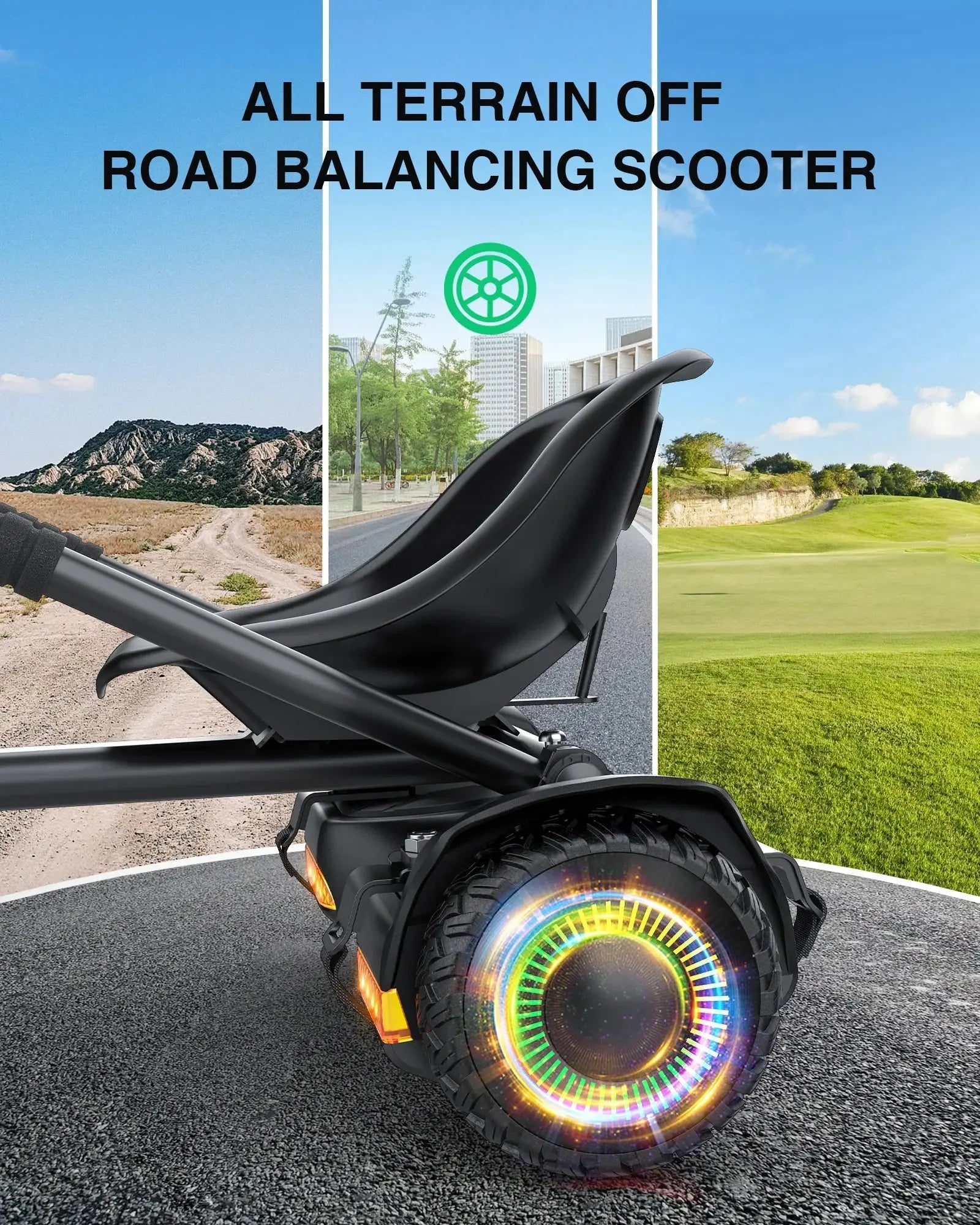 Gyroor G13 off-road hoverboard with all-terrain tires for grass, gravel, and pavement