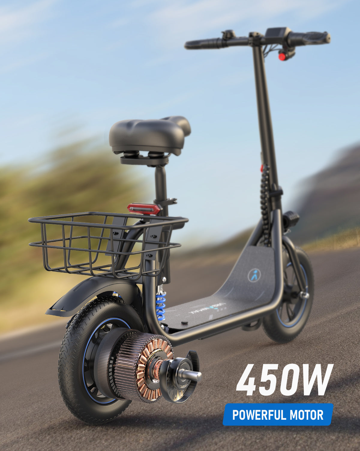Gyroor C1 Pro Electric Scooter With Seat & Dual Shock Absorption