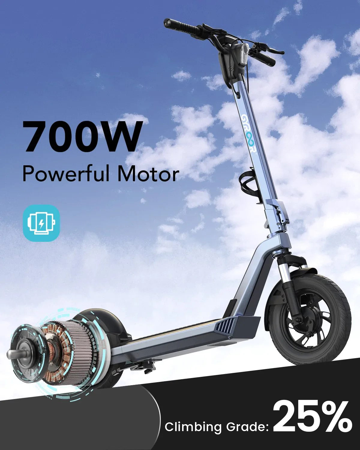Gyroor X3 Foldable Electric Scooter 700W with Removable Battery