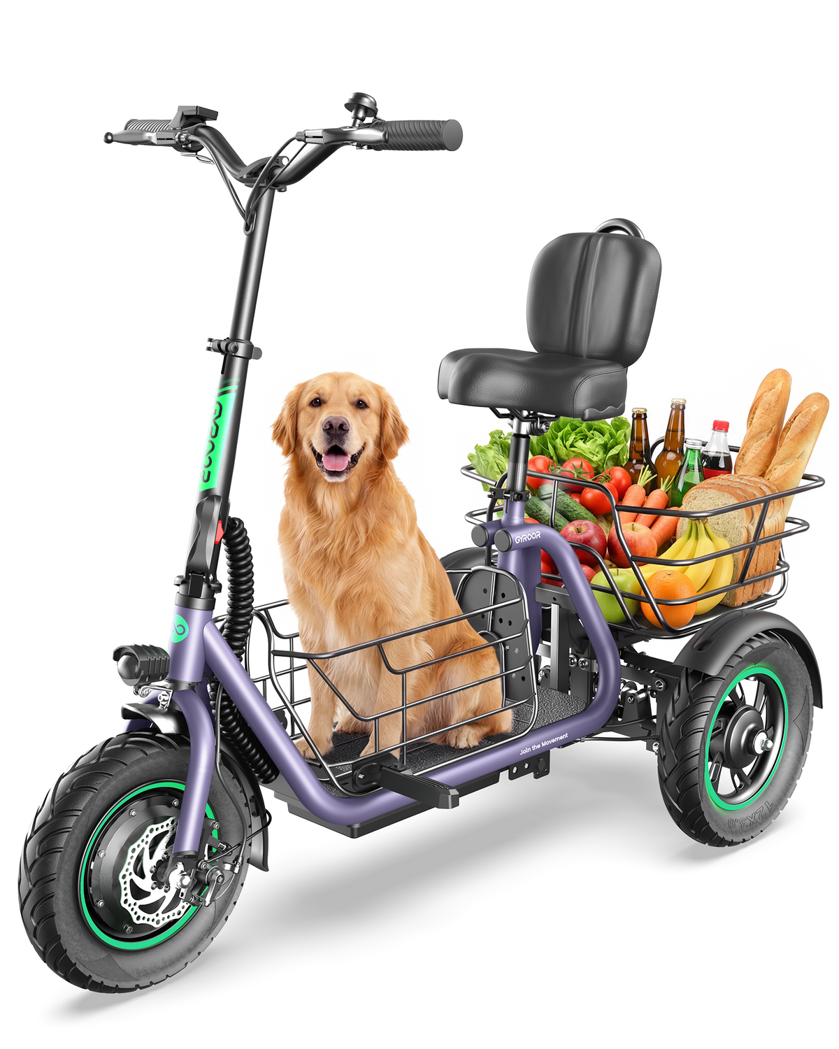 <tc>Gyroor</tc> Tricycle électrique C5 avec paniers doubles amovibles, 1 000 W (crête) et autonomie de 48 km