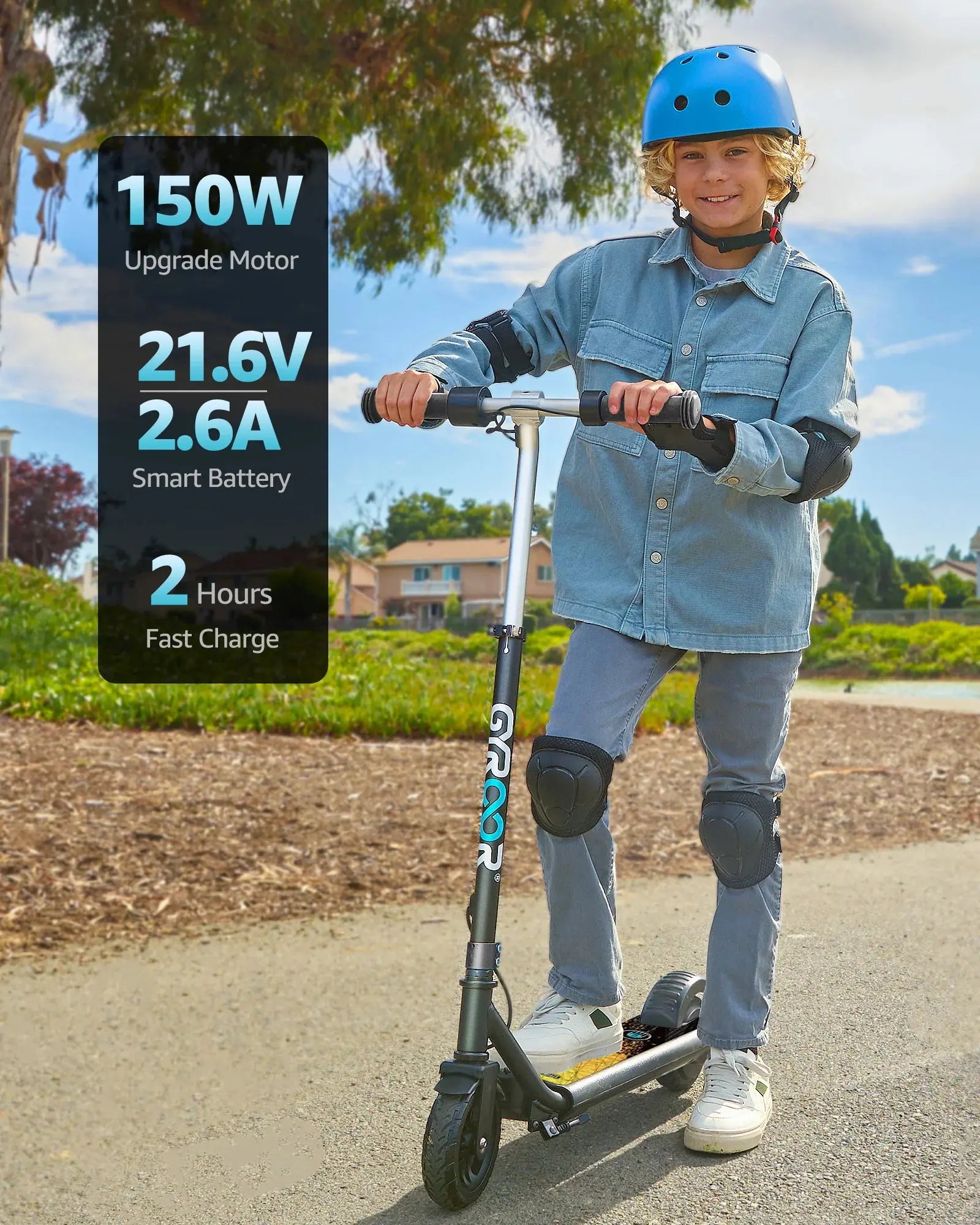 Gyroor H30 Max kids electric scooter with 150W motor
