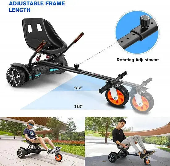 Gyroor K2 go-kart attachment with ADJUSTABLE FRAME LENGTH