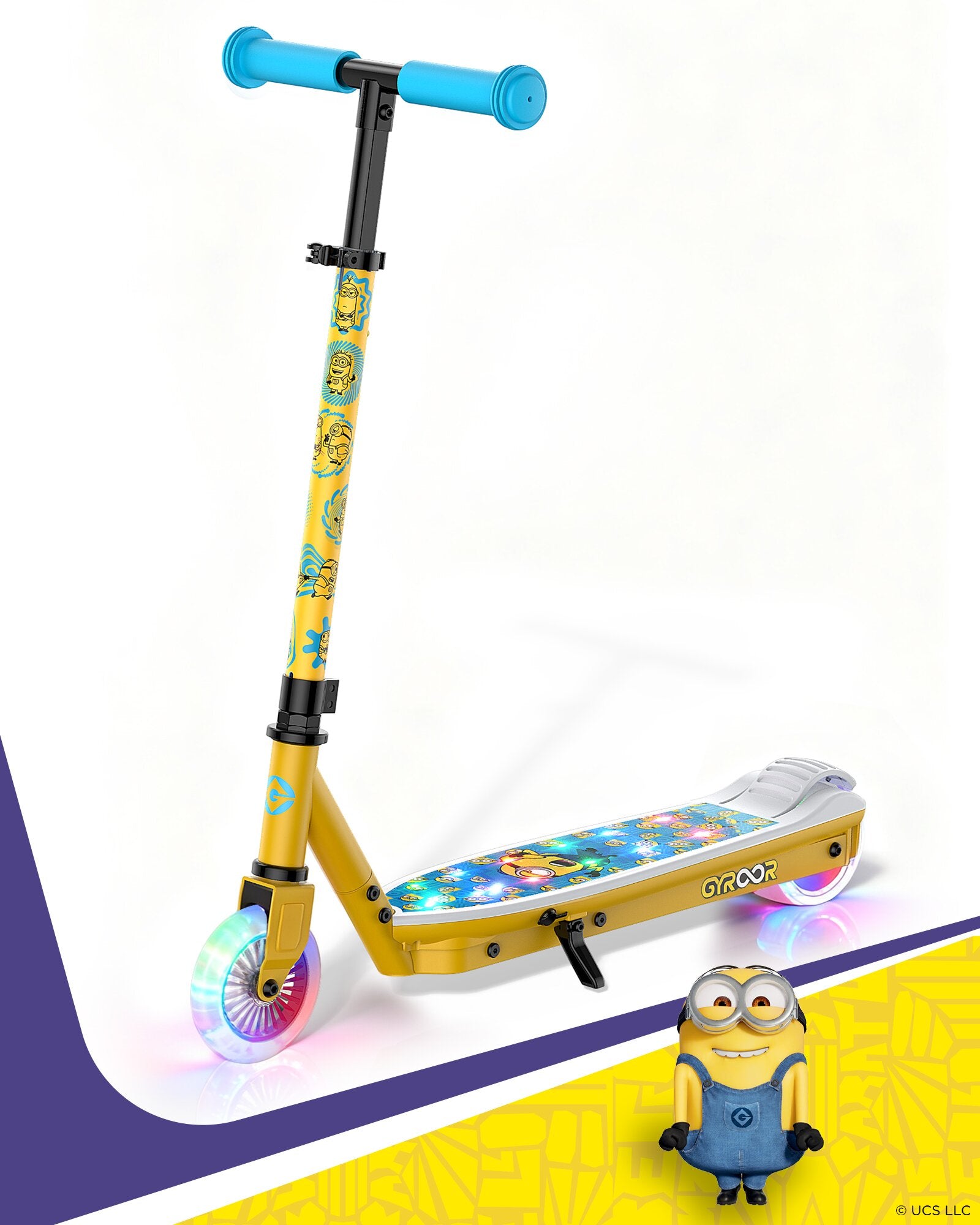 Minions | Gyroor Kids Electric Scooter with Adjustable Height and Adjustable Handlebar