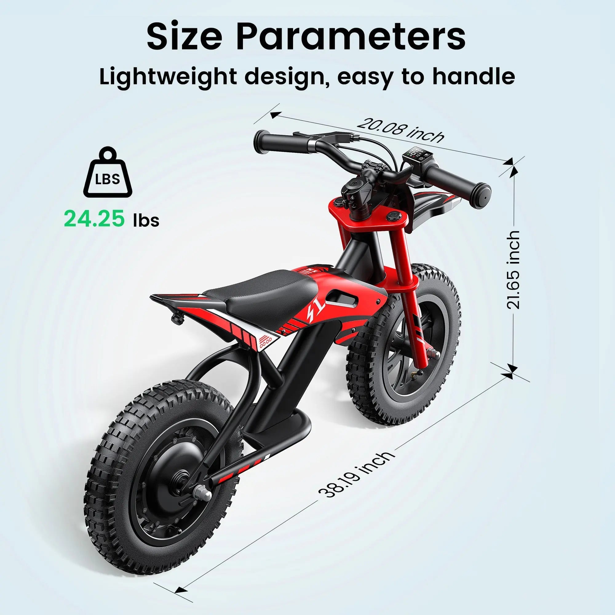 Gyroor kids electric motocross bike dimensions and size guide