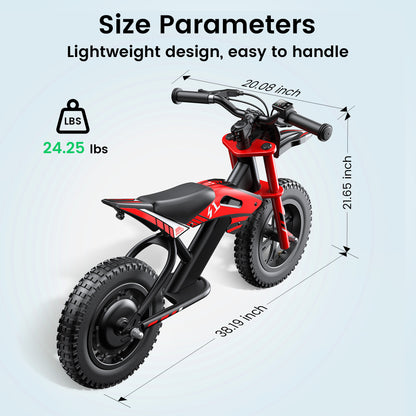 Gyroor Kids Electric Motocross Bike 200W with 7-Color RGB Lights for Kids Ages 6-12