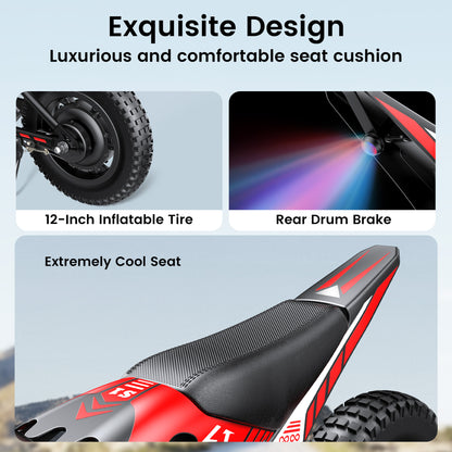 Gyroor Kids Electric Motocross Bike 200W with 7-Color RGB Lights for Kids Ages 6-12