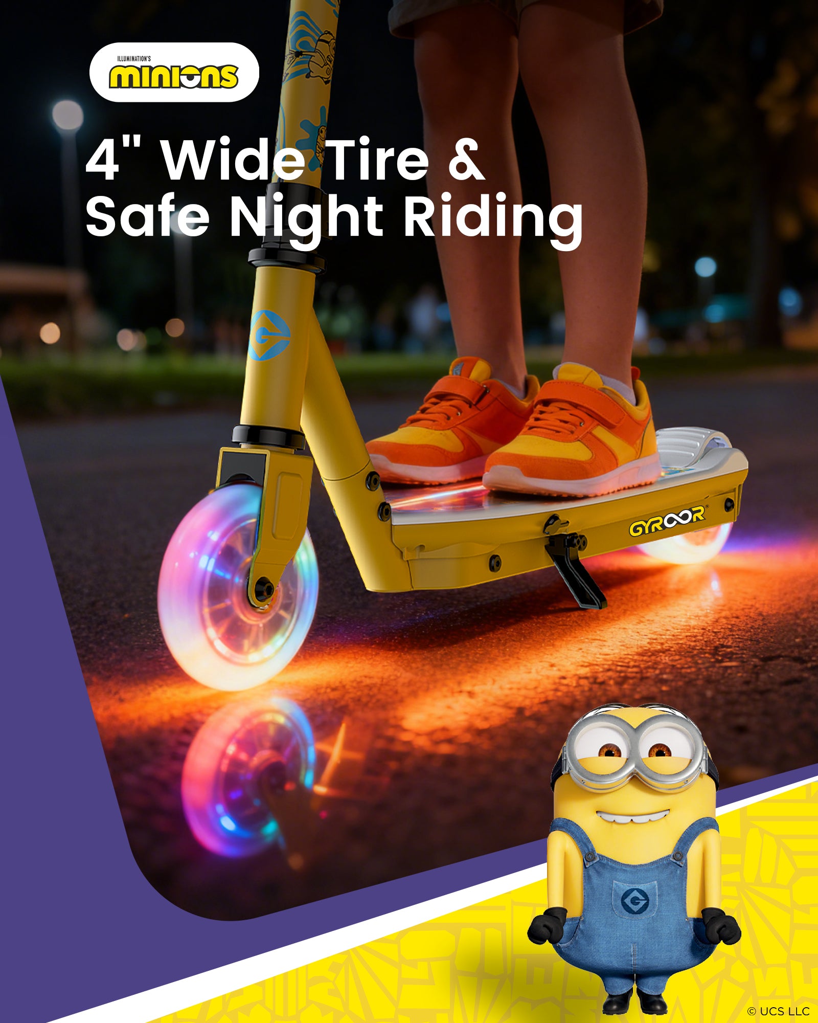 Minions | Gyroor Kids Electric Scooter with Adjustable Height and Adjustable Handlebar