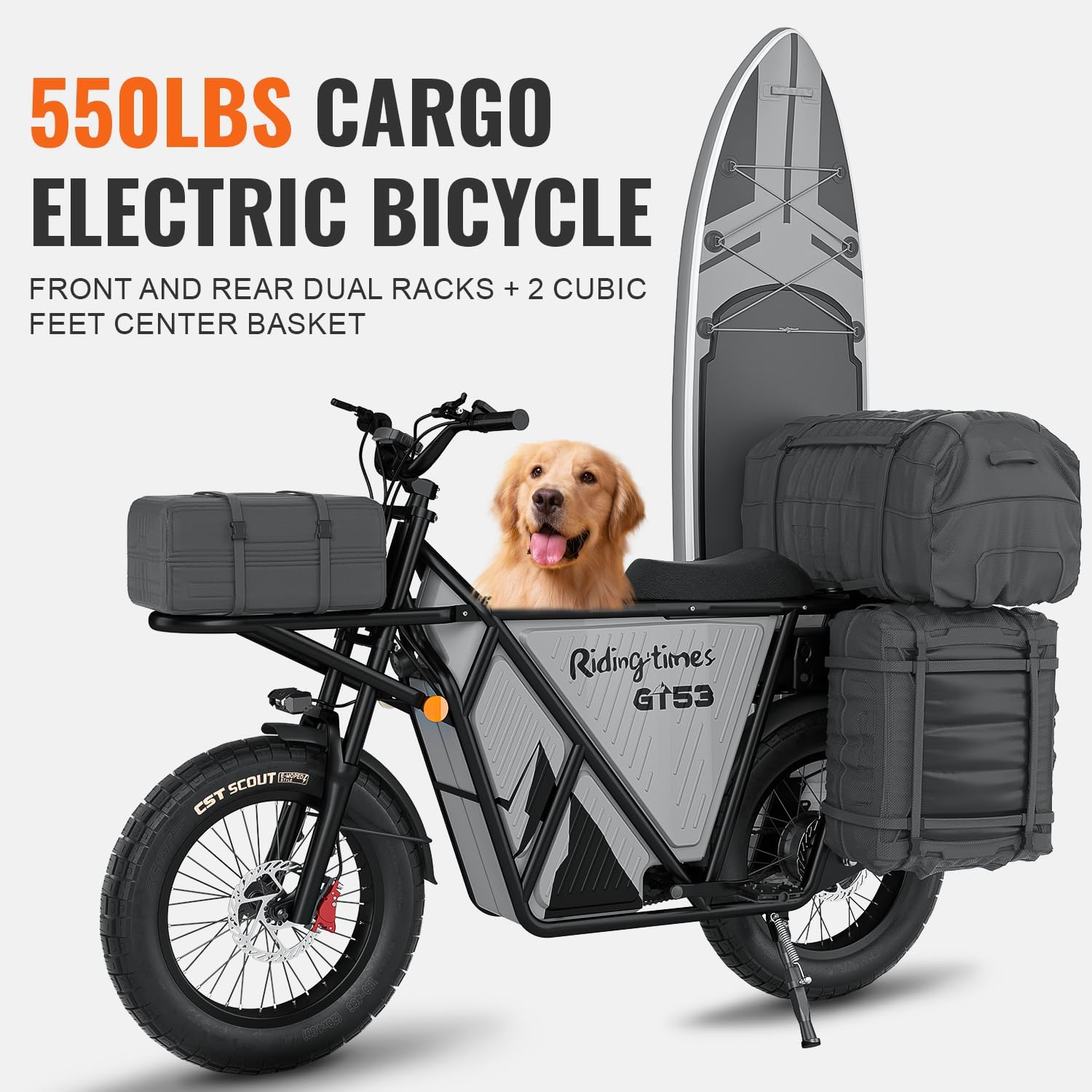 OFF ROAD Electric Cargo Bike for Adults 550LBS, 2000W with Removable Battery