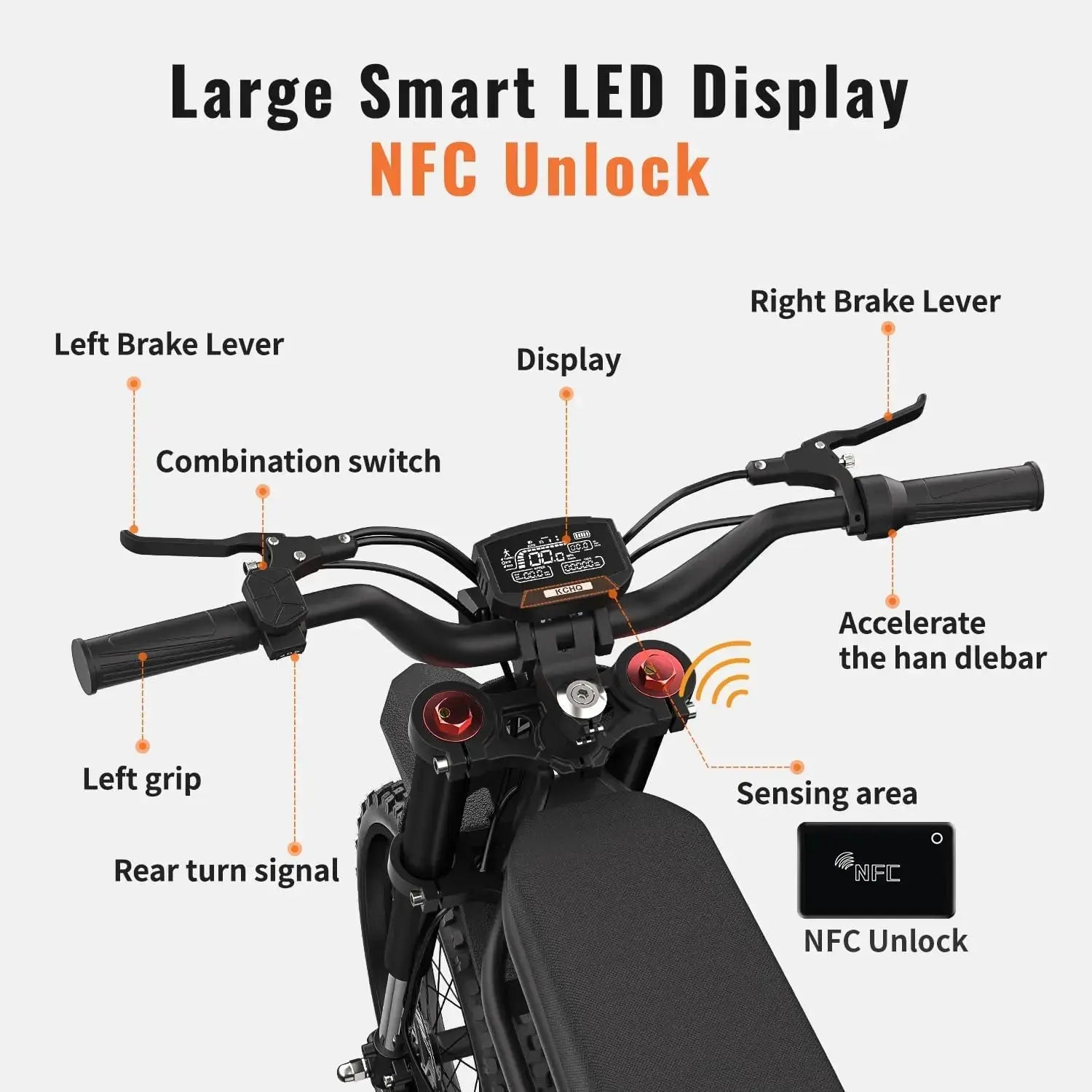 Gyroor GT73 electric dirt bike LCD display and handlebar controls