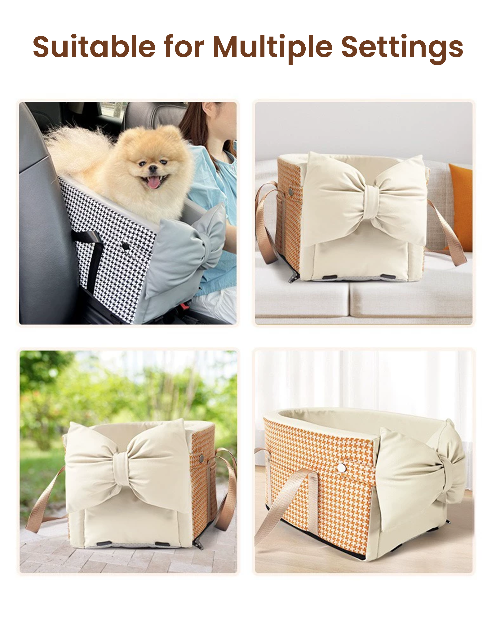 Padded Basket Insert for Pets with Bow Design