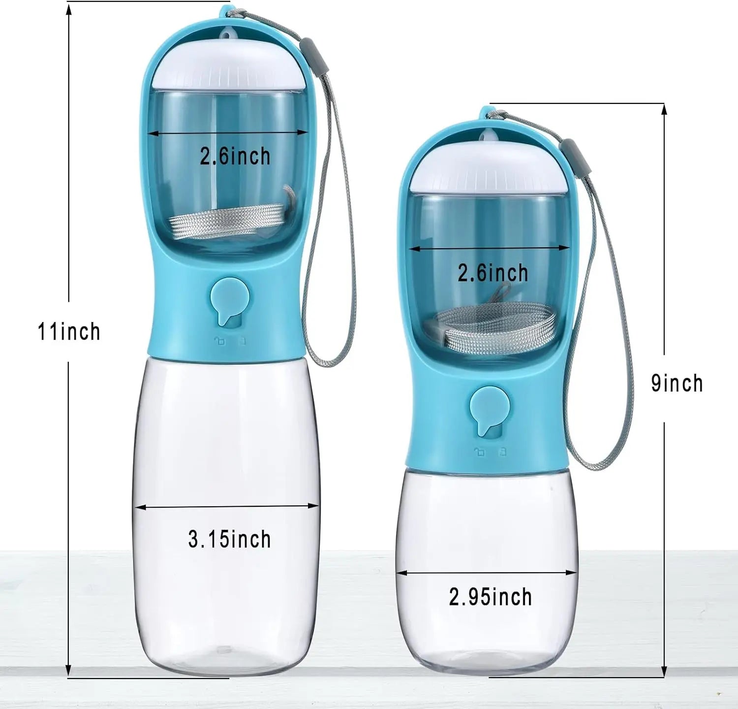 Dog Water Bottle with Food Container Dog-Water-Bottle-Blue-10oz Dog-Water-Bottle-Blue-19oz Dog-Water-Bottle-Pink-10oz Dog-Water-Bottle-Pink-19oz