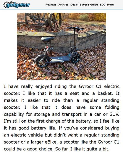 Gyroor 450W C1 Electric Scooter with Seat & Carry Basket