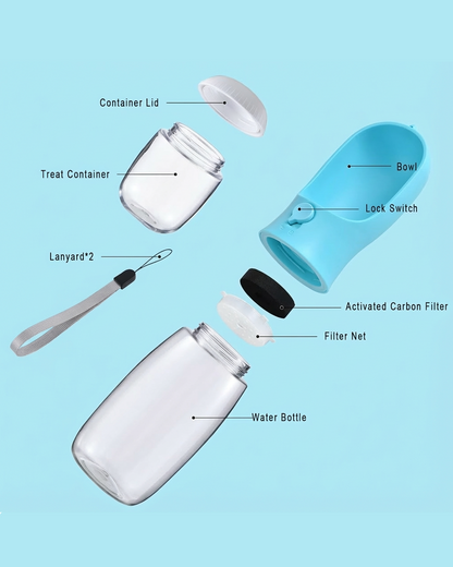 Dog Water Bottle with Food Container