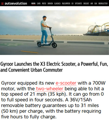Gyroor X3 Foldable Electric Scooter 700W Commuter Essentials Kit