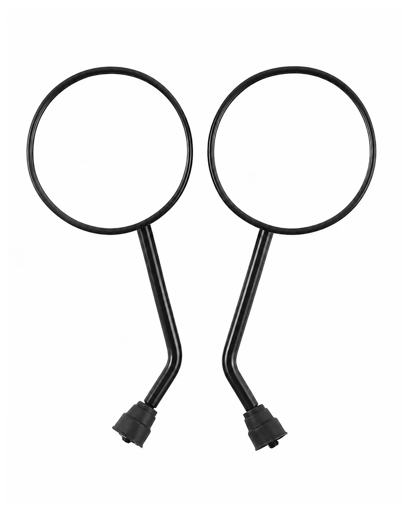 Pair of round black electric scooter rearview mirrors with 8mm threaded mounting bolts