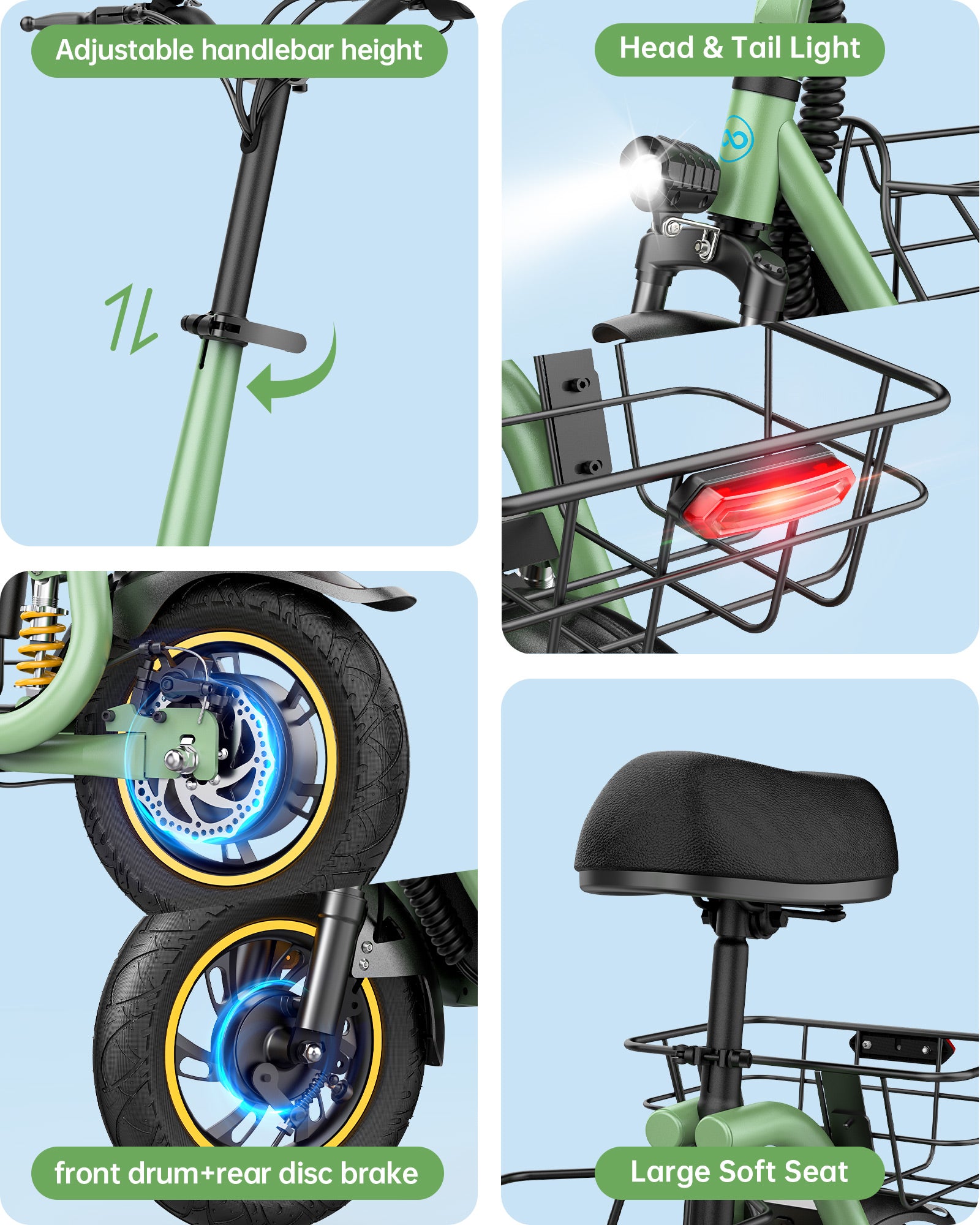 GYROOR C1 Pro Electric Scooter 800W(Peak) with Removeable Dual Baskets for Pets and Cargo( New Version)