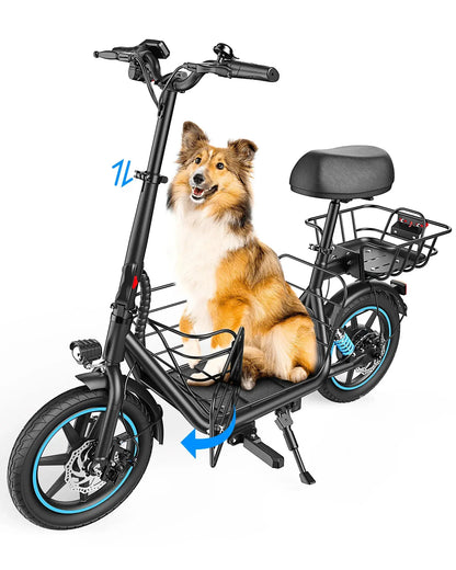 Gyroor C1Plus 1000W electric scooter with dual baskets for pets and cargo