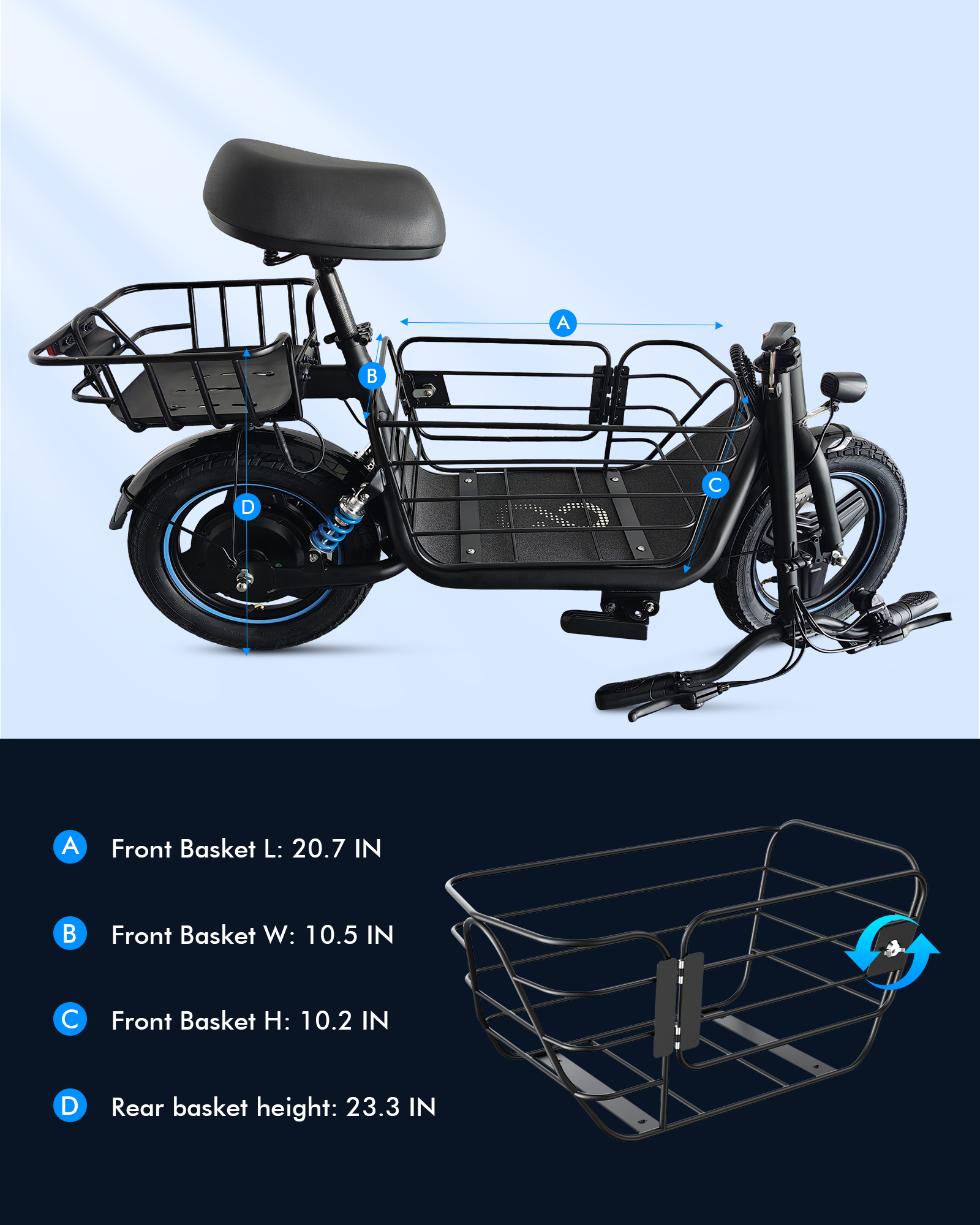 Gyroor C1Plus Electric Scooter 1000W(Peak) With Removeable Two Baskets, Ample Storage for Pets & Cargo-UL2272 Certified (New version)