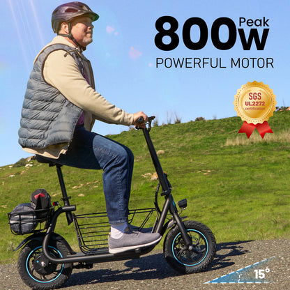 Gyroor 800W Electric Scooter with Large Basket for Pets & Cargo