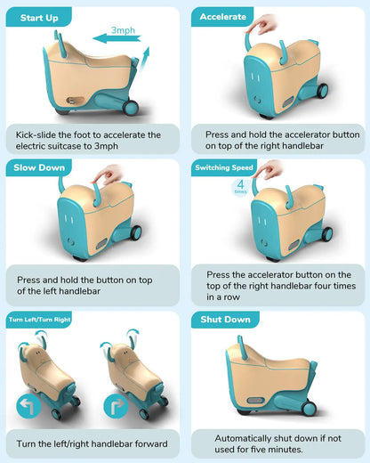 Gyroor GNU kids electric ride-on suitcase for travel
