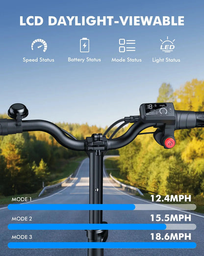 Gyroor C1Plus electric scooter with a daylight-viewable LCD display and three riding modes