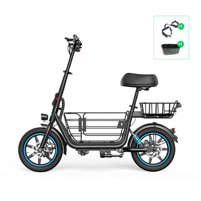 Gyroor C1Plus electric scooter loaded with cargo in both baskets for daily errands