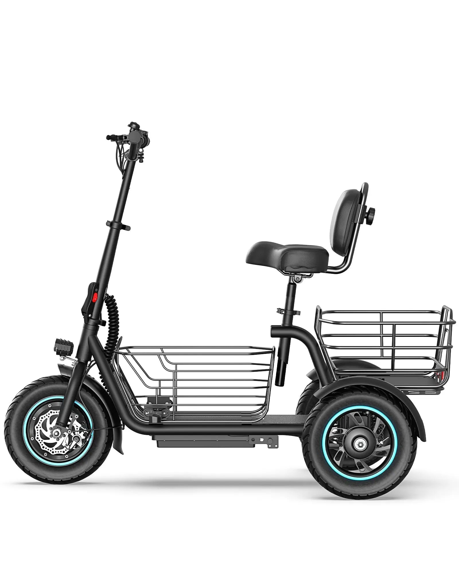 Gyroor C5 electric trike 1000W peak motor detail for stable 3-wheel riding