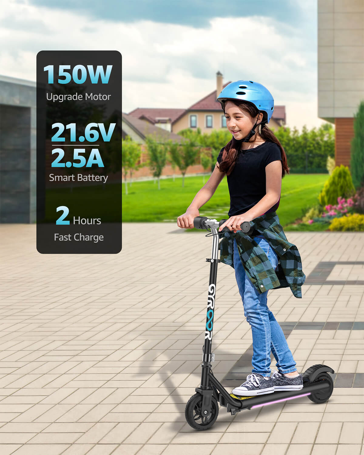 Gyroor H30 Max-  kids electric scooter with 150W motor and 21.6V 2.6Ah battery