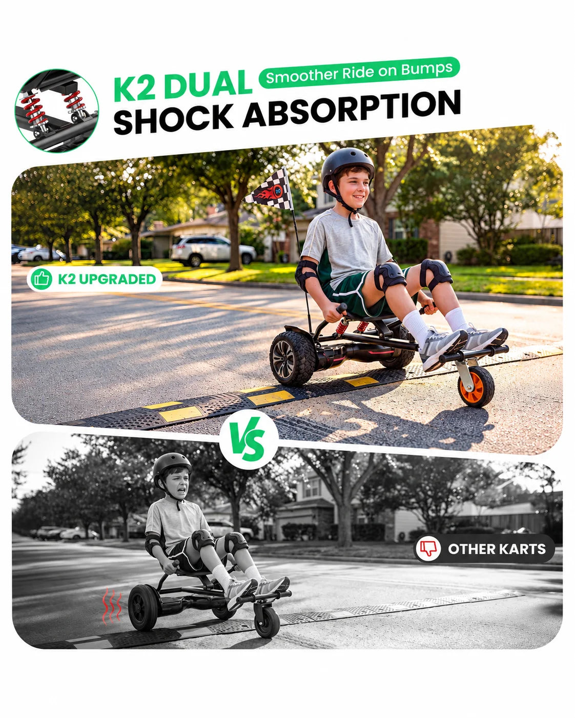 Attacco per go-kart Gyroor K2 Hoverboard con assorbimento degli urti