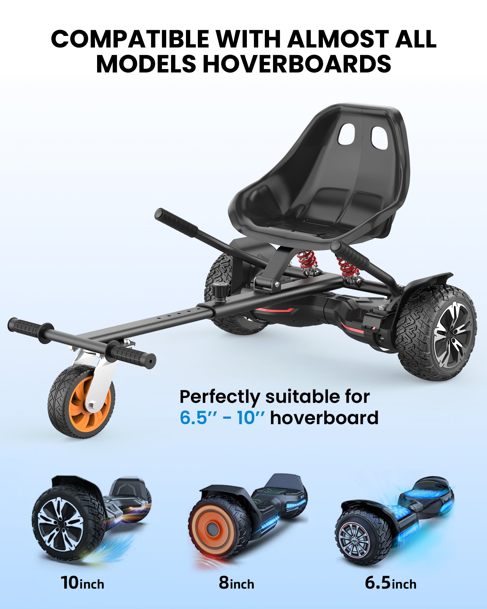 Gyroor Hoverboard Seat Attachment with Adjustable Frame Length Compatible with 6.5'' 8'' 10'' Hoverboard