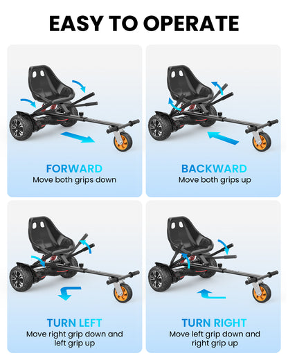 Gyroor Hoverboard Go Kart Seat – Adjustable, Fits 6.5–10"