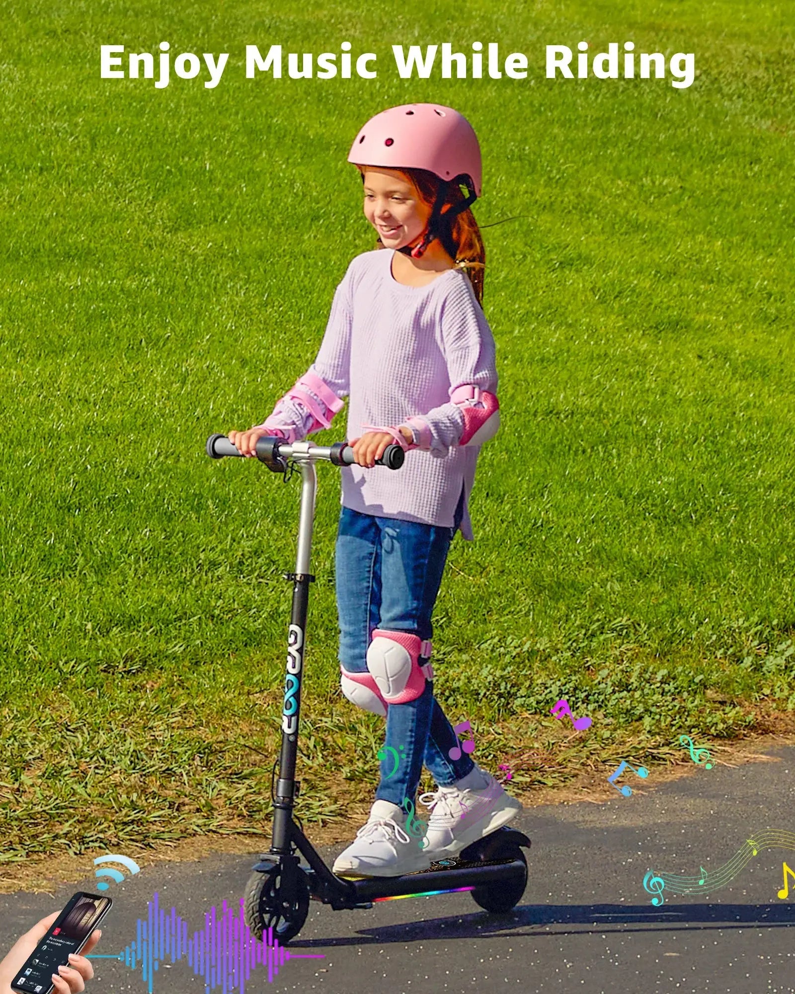 Gyroor H30 Max kids electric scooter with Bluetooth music speaker