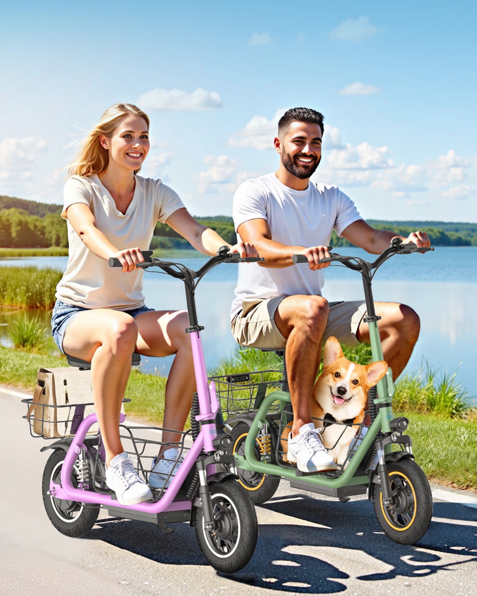 Gyroor C1 Pro 800W Scooter – Dual Baskets for Cargo & Pets