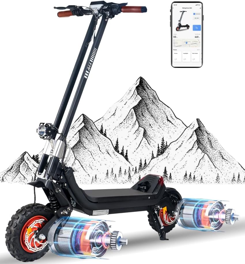 Off Road 2400W Electric Scooter with Smart APP,Up to 37Mph & 50Miles Long Range