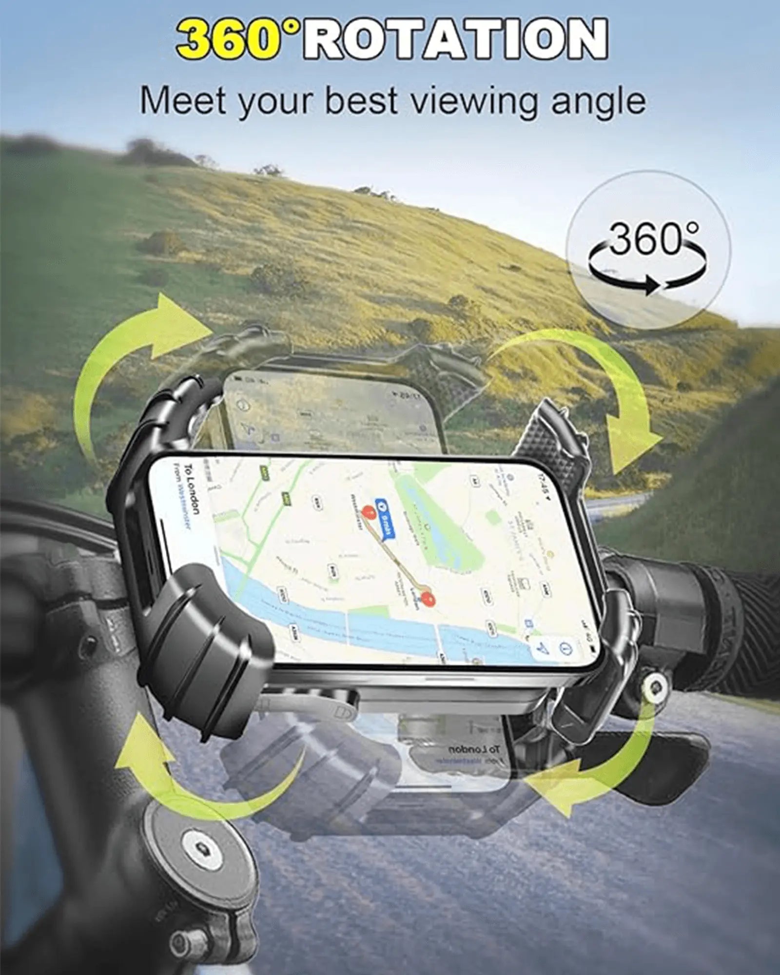 Gyroor bike and electric scooter phone holder with 360° rotation for the perfect viewing angle
