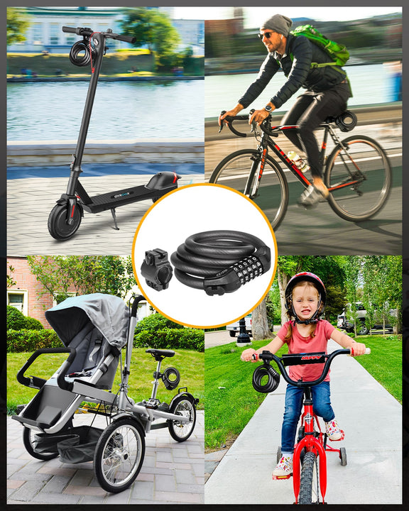 Combination cable bike lock, can be used for  bikes, scooters