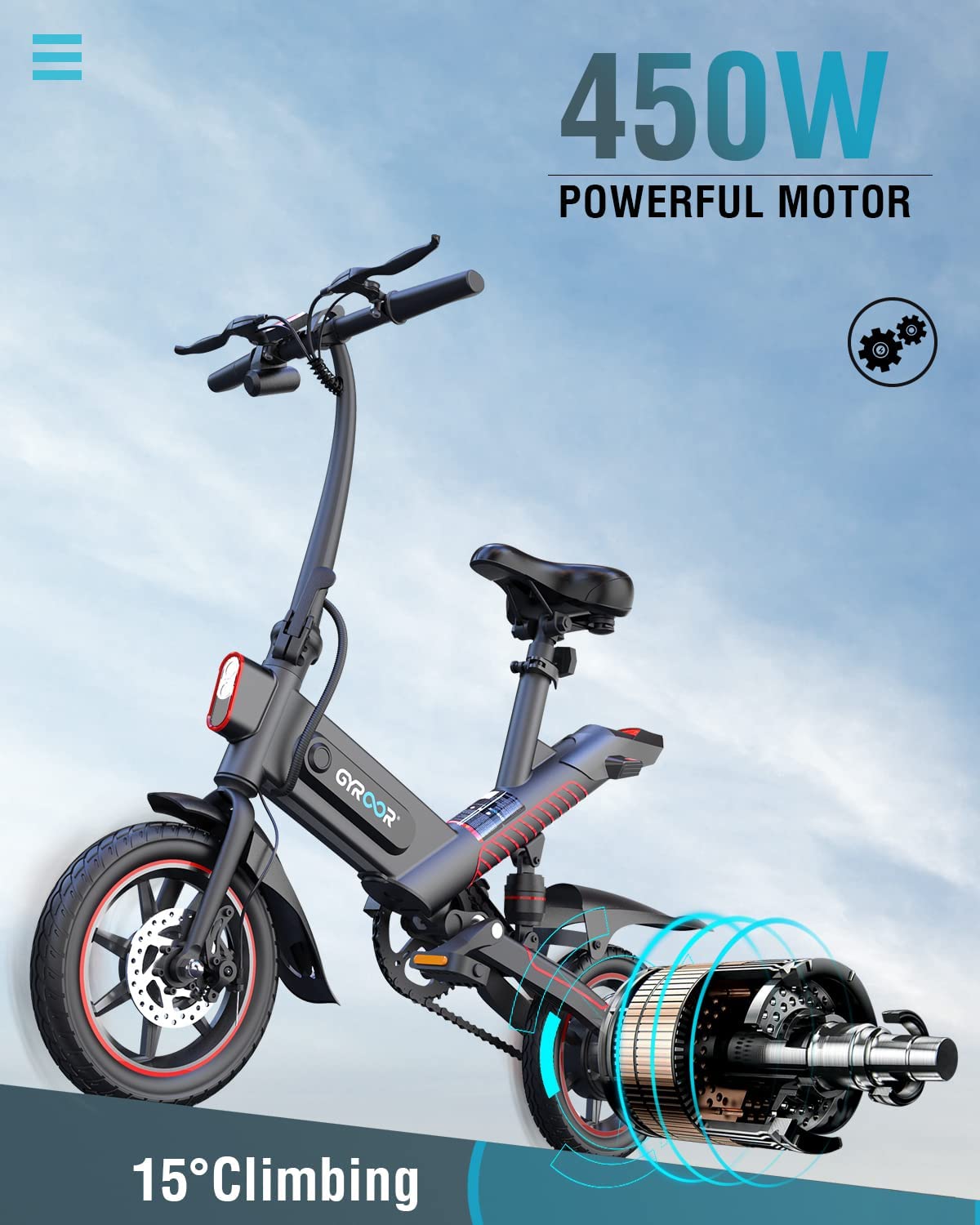 Mini electric bike - folding electric bike - Gyroor C3 E-bike_